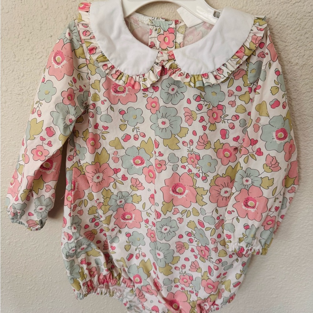 Floral Peter Pan Collar One-Piece in Pink and Mint